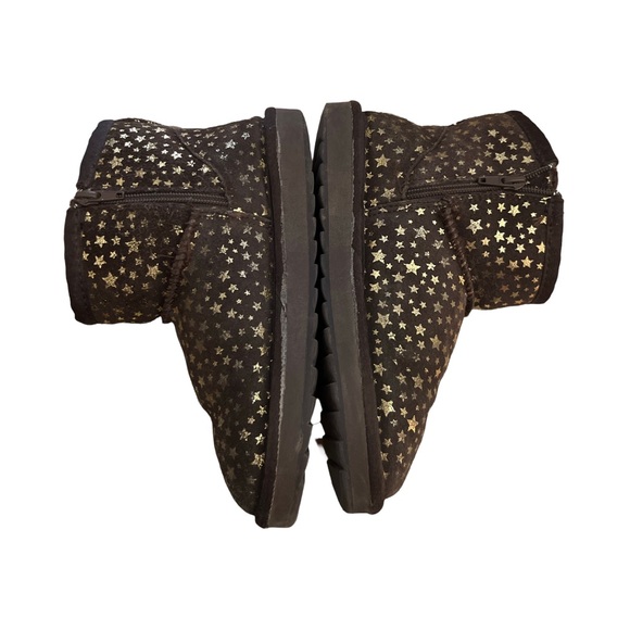 Crown Vintage Girls Mini Faux Fur Metallic Star Suede Ankle Boots size 5 - Picture 3 of 4